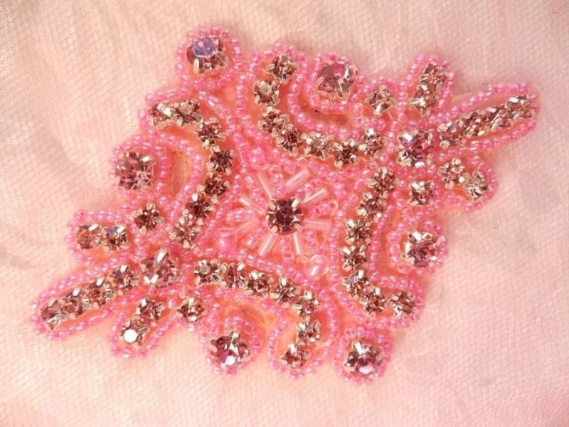 Glas Strass Applikation Rosa Perlen Aufnäher High Quality 4 "(Jb115-Pk3 von gloryshouse