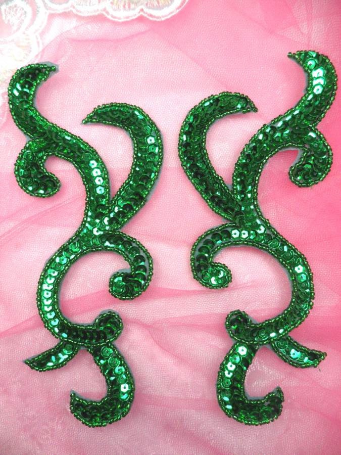 Jb240 Pailletten Applikationen Grüne Blättern Designer Spiegel Paar | Jb240x-Gr von gloryshouse