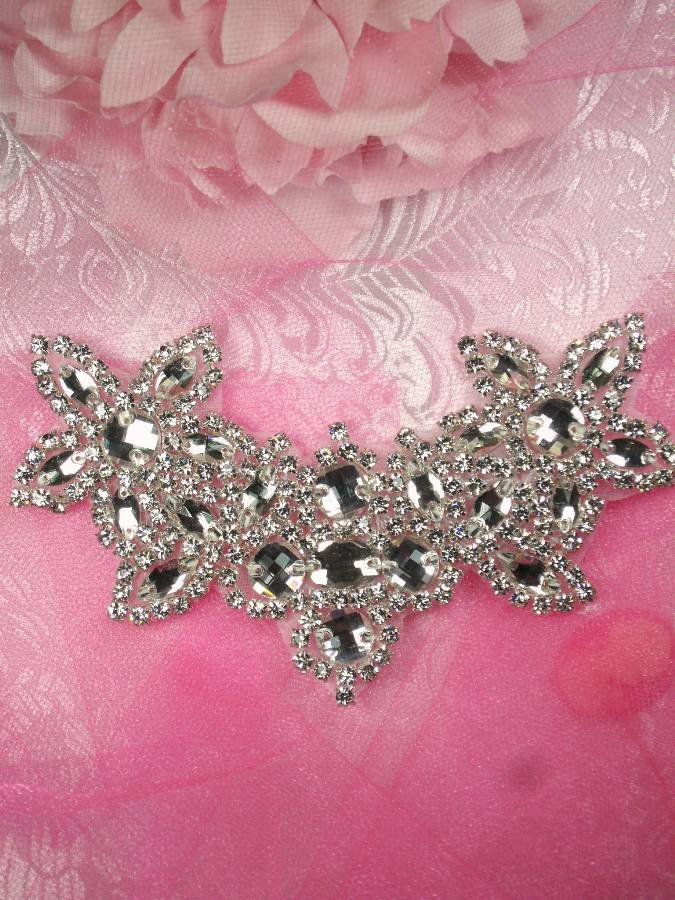 Jb51 Hot Fix Silber Perlen Crystal Rhinestone Applique 5, 75 "Jb51-Slcr Vollglas von gloryshouse