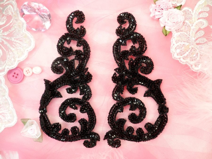 Pailletten Aufnäher Spiegel Paar Mit Perlen Tanzkostüm Motiv Nähen Oder Handwerk 17, 5 cm | 0514x-Bk von gloryshouse