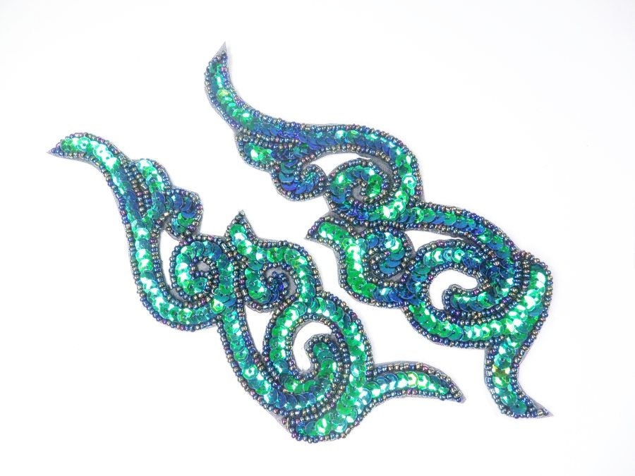 Pfau Pailletten Applikationen Perlen Spiegel Paar Patch Aufnäher Jb233x von gloryshouse