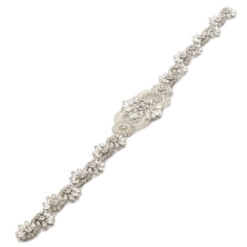 Silber Brautgürtel Applikation Mit Perlen Und Kristall Strass 18, 5" Gb724 Umgebung Silber Brautgürtel Applikation Mit Perlen Und Kristall Strass 18, 5" Gb724 Umgebung von gloryshouse