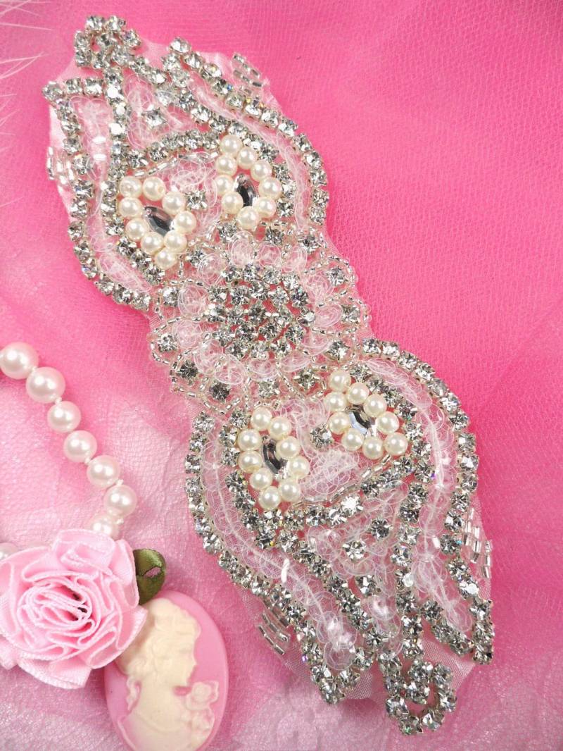 Silber Perle Pailletten Perlen Kristall Strass Applikation, Braut Accessoire Diy 5, 75 "xr81-Slcrp von gloryshouse