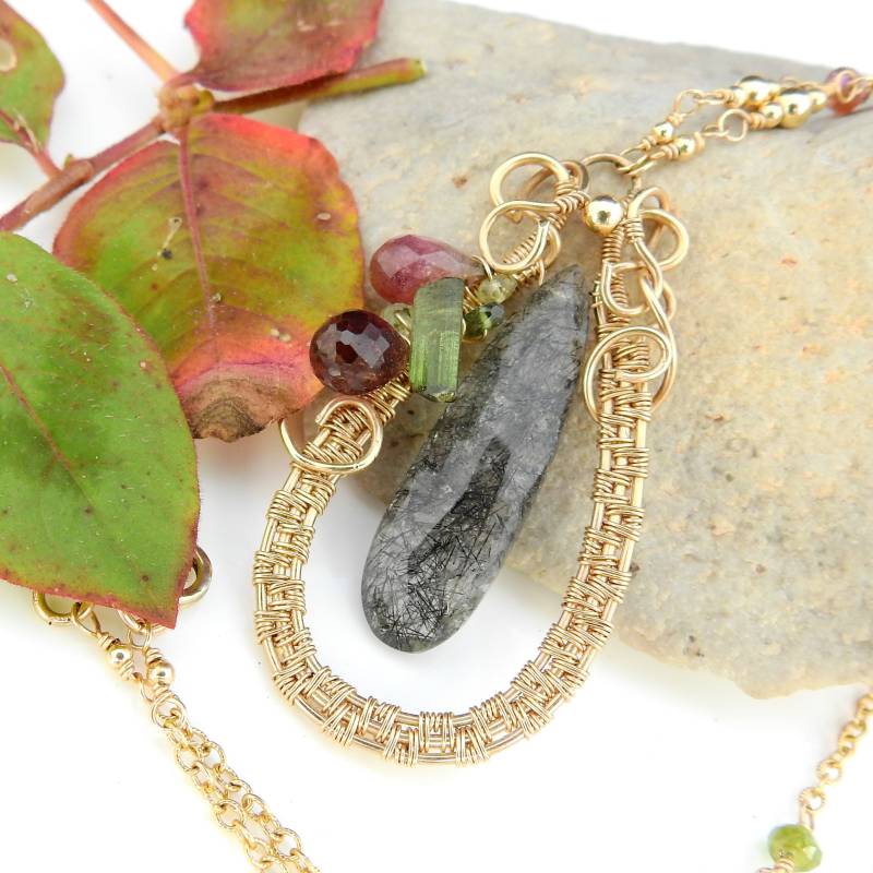 Die Cling Vine Halskette - Turmalinierter Quarz Und Turmalin von glowfly