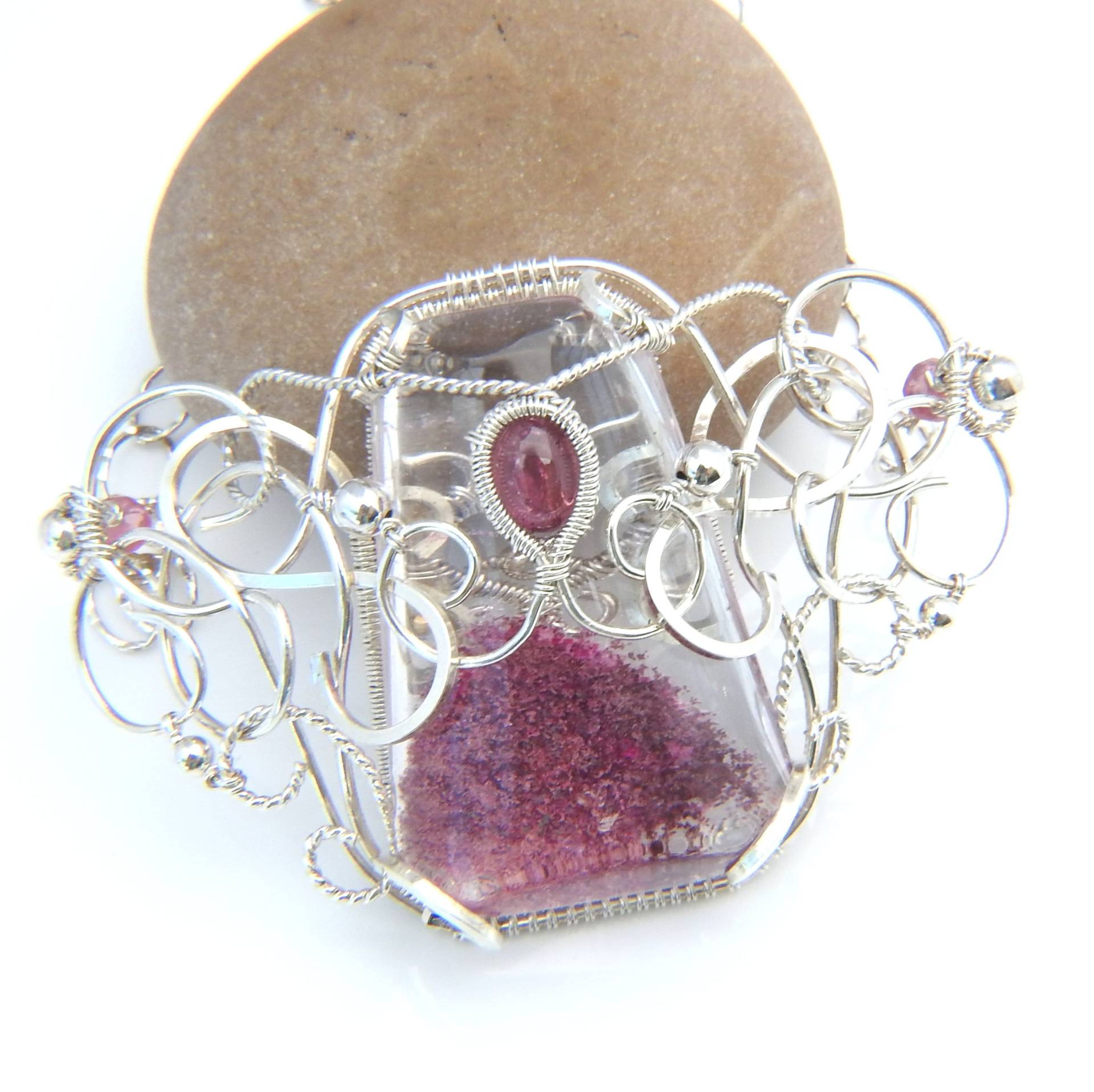 Hübsch in Rosa - Lodolit Und Turmalin Fein Sterling Silber Gewickelt von glowfly