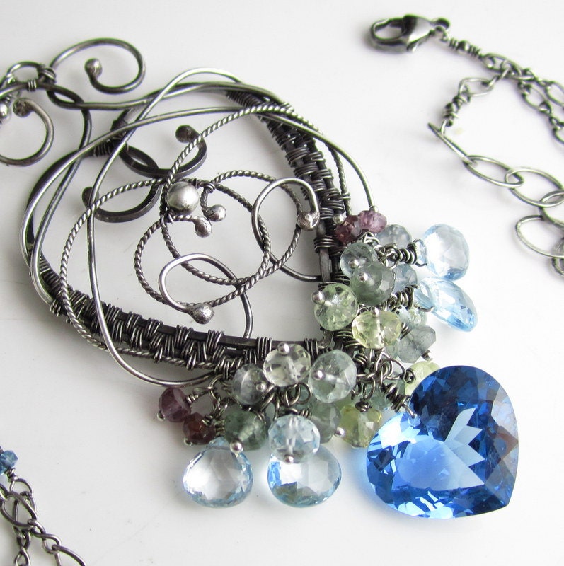 Keep My Blue Heart Cut - London Topas, Aquamarin, Blautopas Und Saphir in Sterling Silber von glowfly
