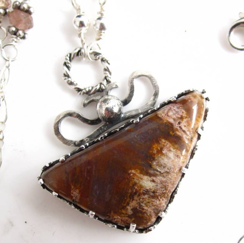 Weizenfelder Halskette - Plume Achat Und Sterling Filigran von glowfly