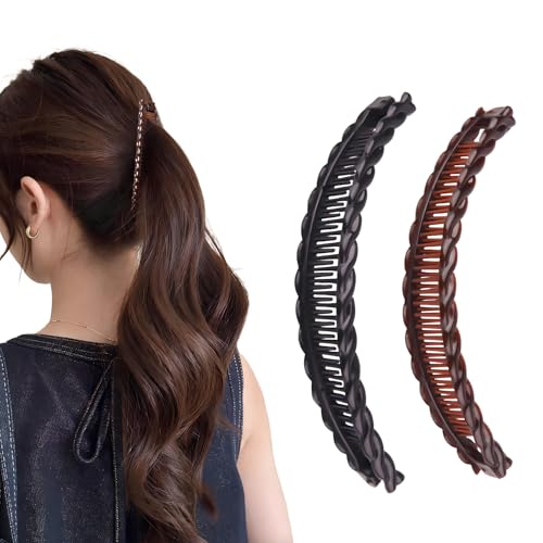Banana Clips für Damen und Mädchen, Vintage Haarklammer in Schwarz und Braun, Dekorative Haarspangen für Langhaarschmuck Banana Clips für Damen und Mädchen, Vintage Haarklammer in Schwarz und Braun, Dekorative Haarspangen für Langhaarschmuck von glowgare