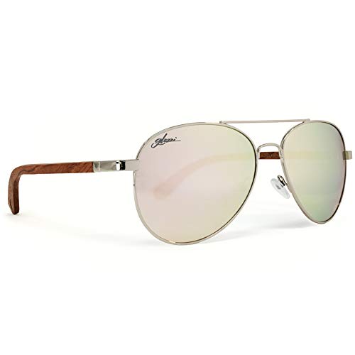 glozzi Holz Pilotenbrille Polarisiert Verspiegelt Herren und Damen - Rosenholz glozzi Holz Pilotenbrille Polarisiert Verspiegelt Herren und Damen - Rosenholz von glozzi