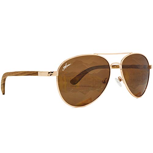glozzi Holz Pilotenbrille Polarisierte Sonnenbrille Herren und Damen - Zebrano glozzi Holz Pilotenbrille Polarisierte Sonnenbrille Herren und Damen - Zebrano von glozzi