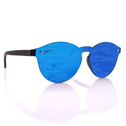 glozzi Sonnenbrille Damen Holz Verspiegelt Polarisiert und Entspiegelt UV400 Blau Rund mit Holzbügeln aus Ebenholz und Brillenetui aus Kork glozzi Sonnenbrille Damen Holz Verspiegelt Polarisiert und Entspiegelt UV400 Blau Rund mit Holzbügeln aus Ebenholz und Brillenetui aus Kork von glozzi