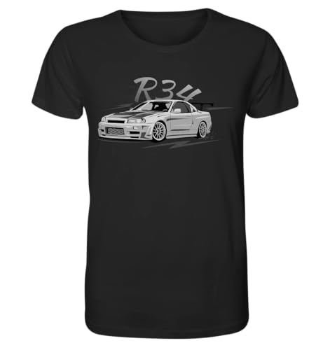 glstkrrn Skyline GT-R R34 T-Shirt, Regular, Unisex, Black, S von glstkrrn