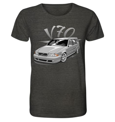 glstkrrn V70 T-Shirt, Regular, Unisex, Dark Heather Grey, XL von glstkrrn
