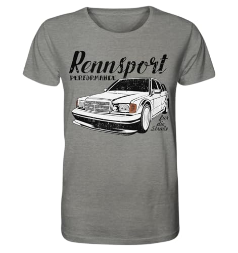 glstkrrn W201 190E Rennsport T-Shirt, Regular, Unisex, Mid Heather Grey, XXL von glstkrrn