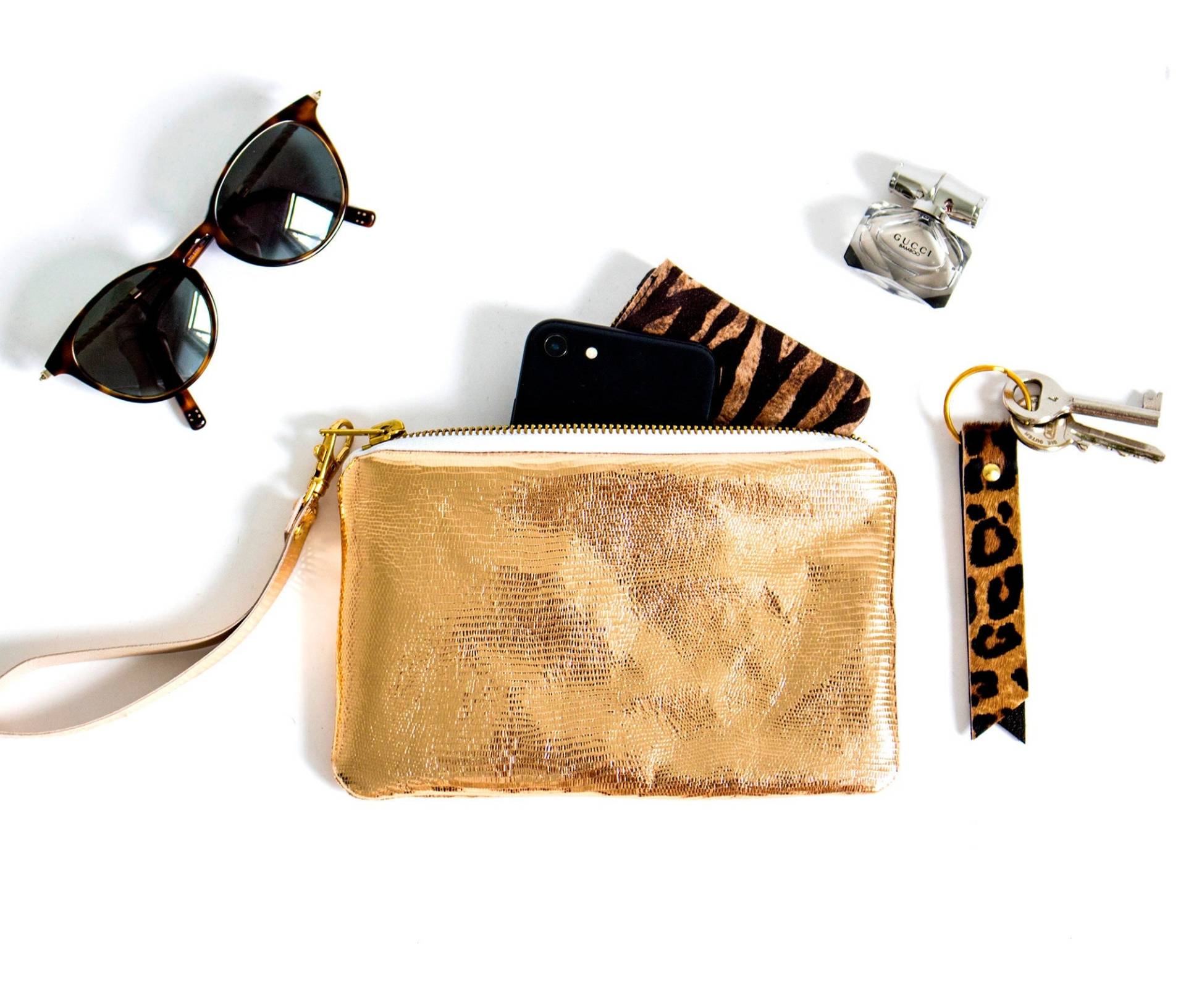 Kupfer Leder Wristlet, Kleine Clutch Gold, Brauttasche Kupfer, Handtasche von gmaloudesigns