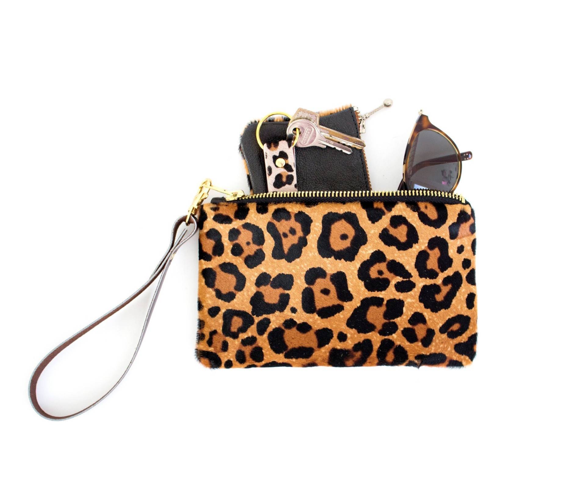 Leopard Leder Wristlet, Brauttasche Leopard, Animal Print Kleine Handtasche Leo, Clutch, Täschchen von gmaloudesigns