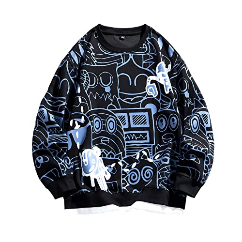 gmoyd Cooles Herren-Sweatshirt mit Rundhalsausschnitt, bedruckt, leichte Hoodies, Sportbekleidung, W8818black, XX-Large von GMOYD
