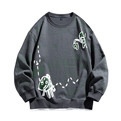 gmoyd Herren Pathwork Sweatshirt Baumwolle Rundhalsausschnitt Sweatshirt Print Hoodies Sportkleidung Herren, W8818grau, Large von GMOYD