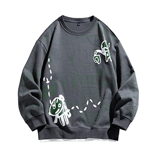 gmoyd Herren Pathwork Sweatshirt Baumwolle Rundhalsausschnitt Sweatshirt Print Hoodies Sportkleidung Herren, W8818grau, X-Large von GMOYD
