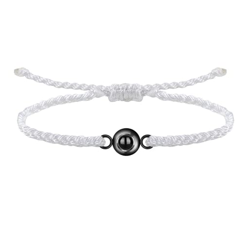 goee Foto Nach Projektion Armband Personalisierte Kreis Hand Made Einstellbar Armreifen Geburtstag Hochzeit Geschenke Für Familie (Black) von goee