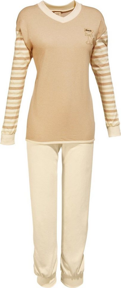 götting Pyjama Damen-Schlafanzug naturbelassen Single-Jersey Streifen von götting