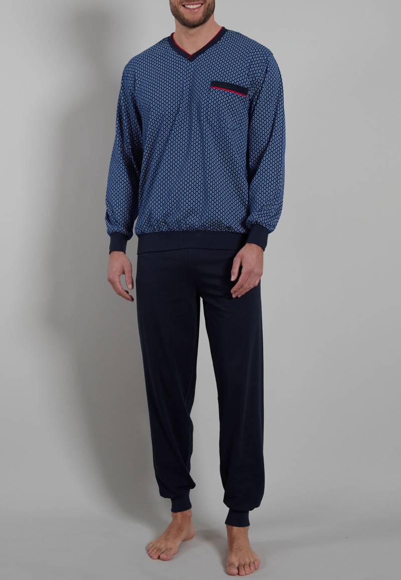 götzburg bodywear - GÖTZBURG Herren Pyjama bedruckt 1er Pack blau-dunkel-uni - Gr. - 60 von götzburg bodywear
