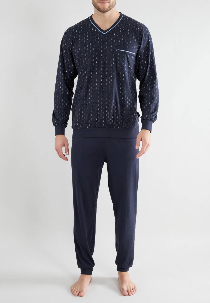 götzburg bodywear - GÖTZBURG Herren Pyjama bedruckt 1er Pack navy - Gr. - 50 von götzburg bodywear