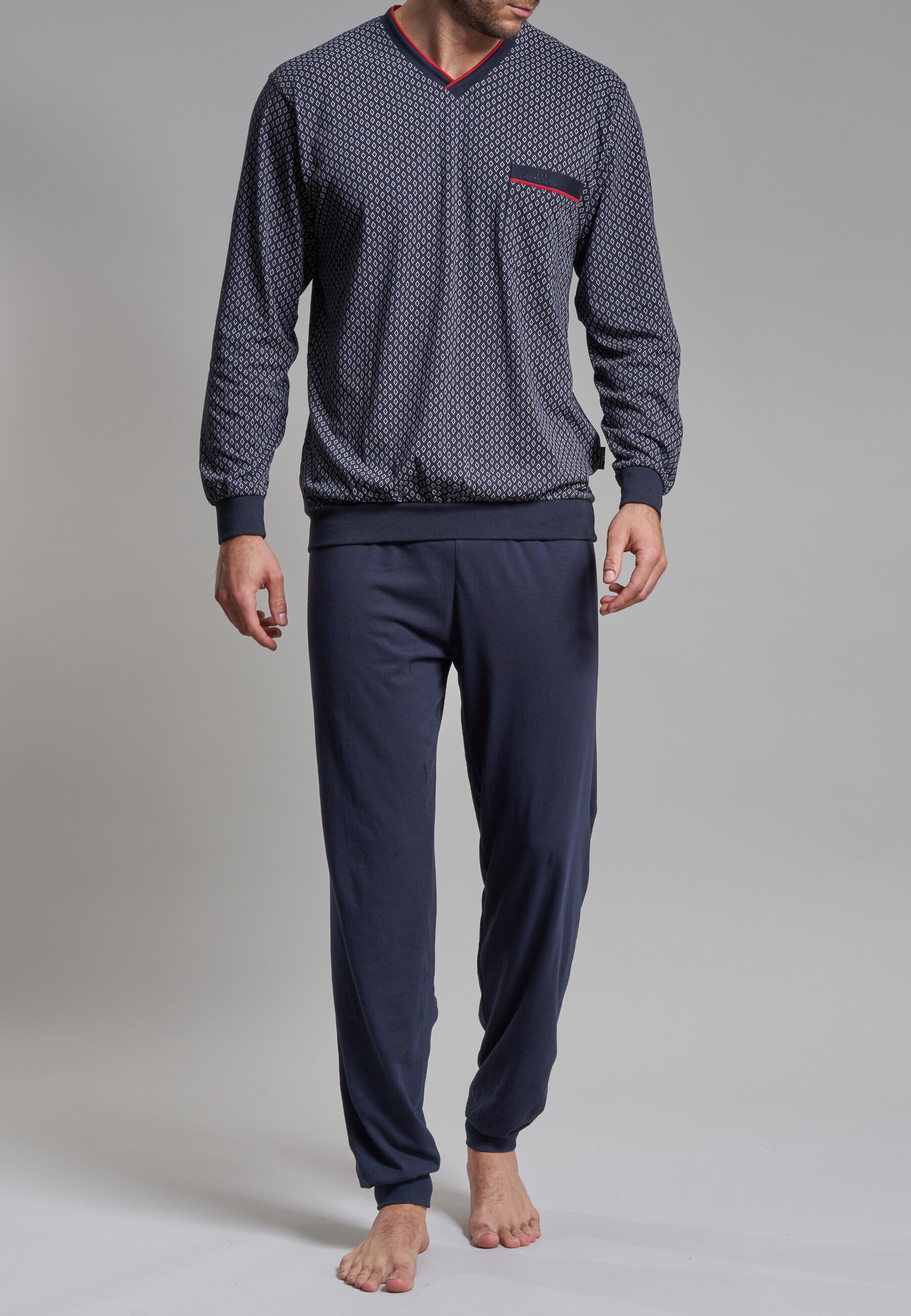 götzburg bodywear - GÖTZBURG Herren Pyjama bedruckt 1er Pack navy - Gr. - 52 von götzburg bodywear