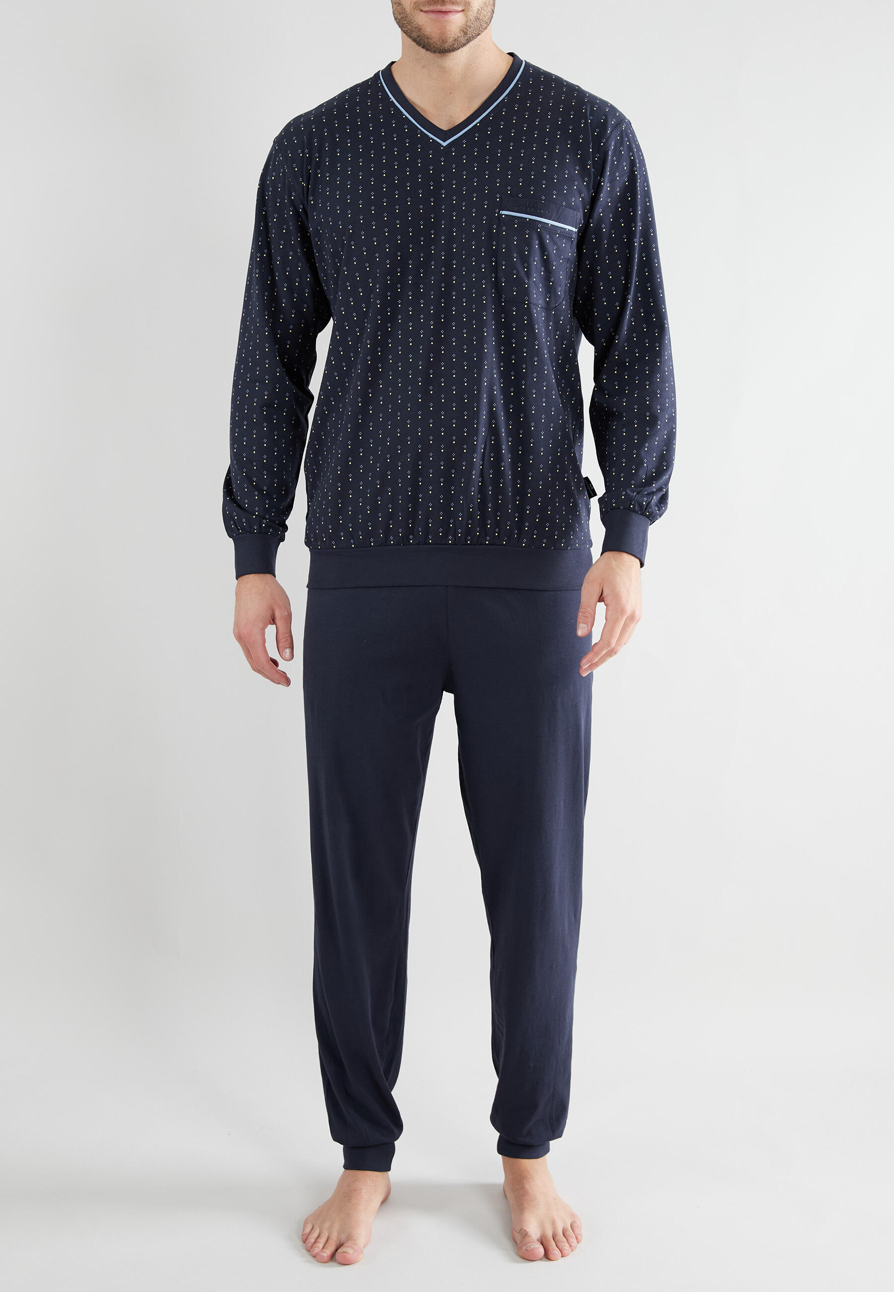 götzburg bodywear - GÖTZBURG Herren Pyjama bedruckt 1er Pack navy - Gr. - 54 von götzburg bodywear