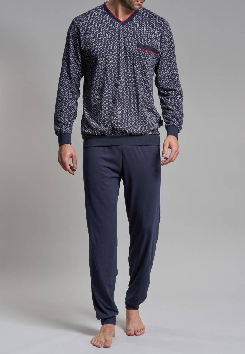 götzburg bodywear - GÖTZBURG Herren Pyjama bedruckt 1er Pack navy - Gr. - 56 von götzburg bodywear