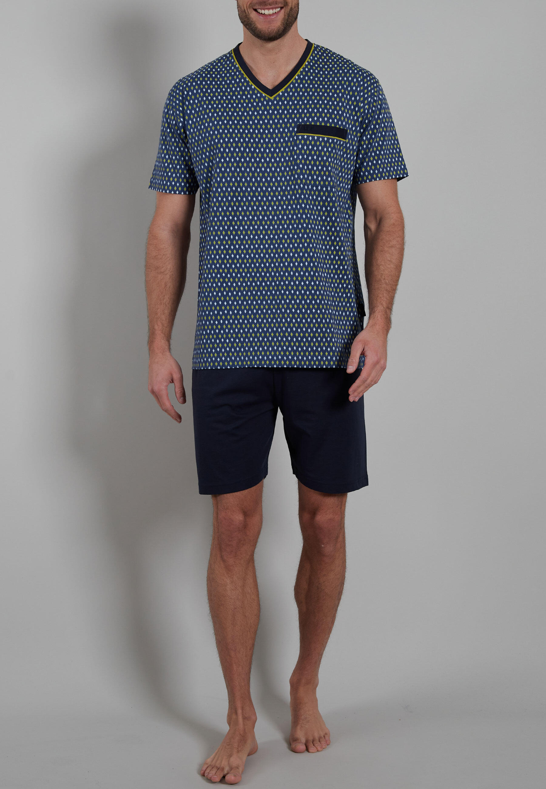 götzburg bodywear - GÖTZBURG Herren Pyjama kariert 1er Pack blau-mittel-minimal - Gr. - 54 von götzburg bodywear