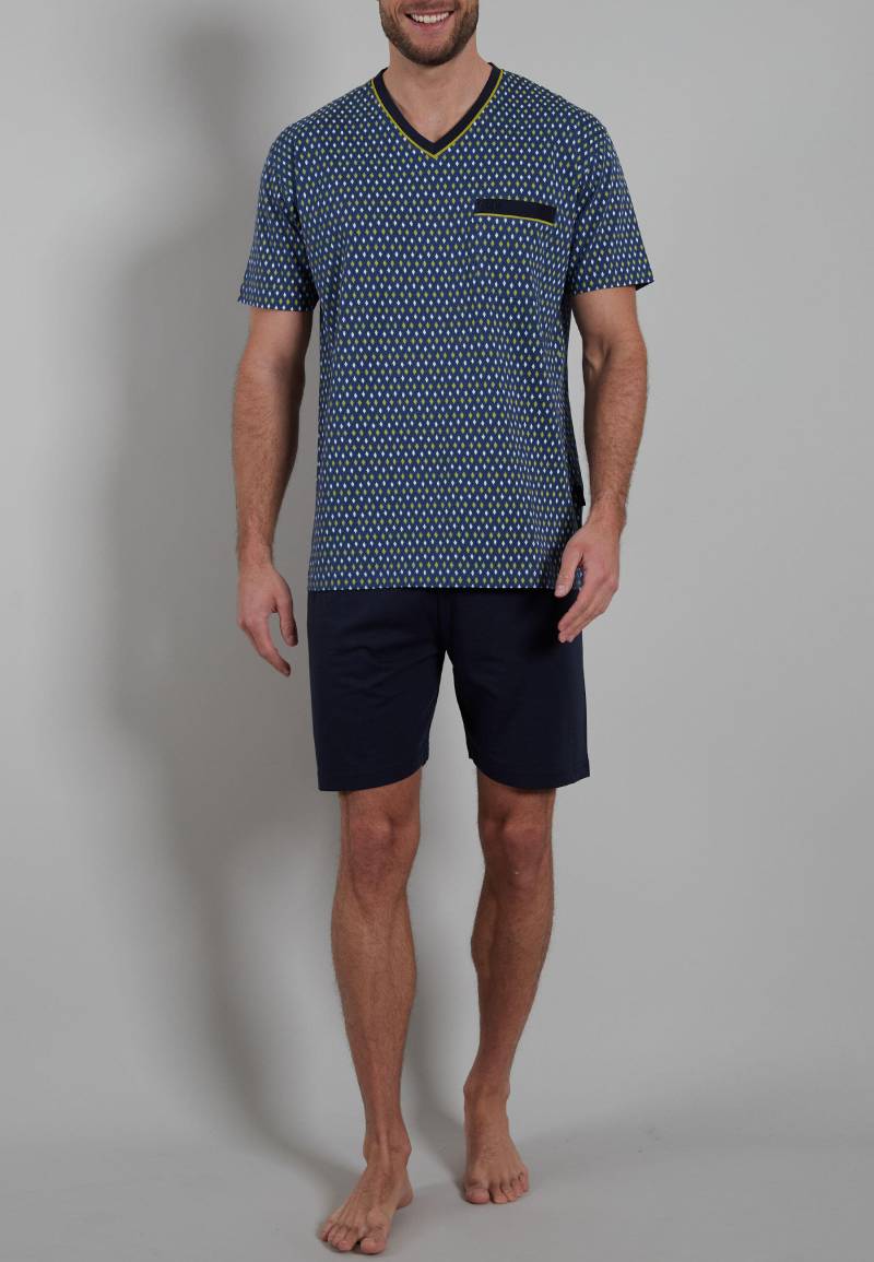 götzburg bodywear - GÖTZBURG Herren Pyjama kariert 1er Pack blau-mittel-minimal - Gr. - 54 von götzburg bodywear