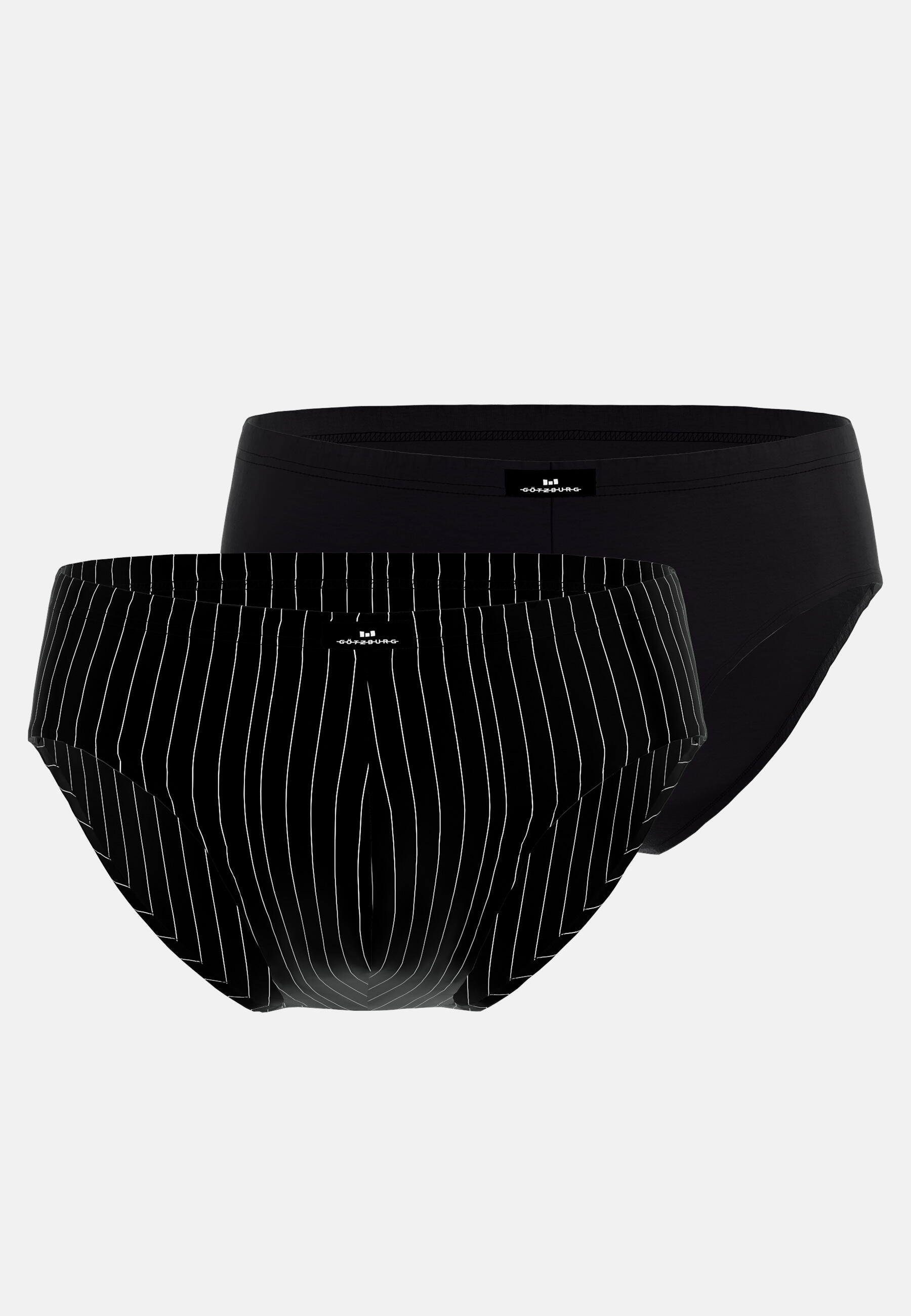 götzburg bodywear - GÖTZBURG Herren Sport-Slip längsgestreift 2er Pack black - Gr. - 6 von götzburg bodywear