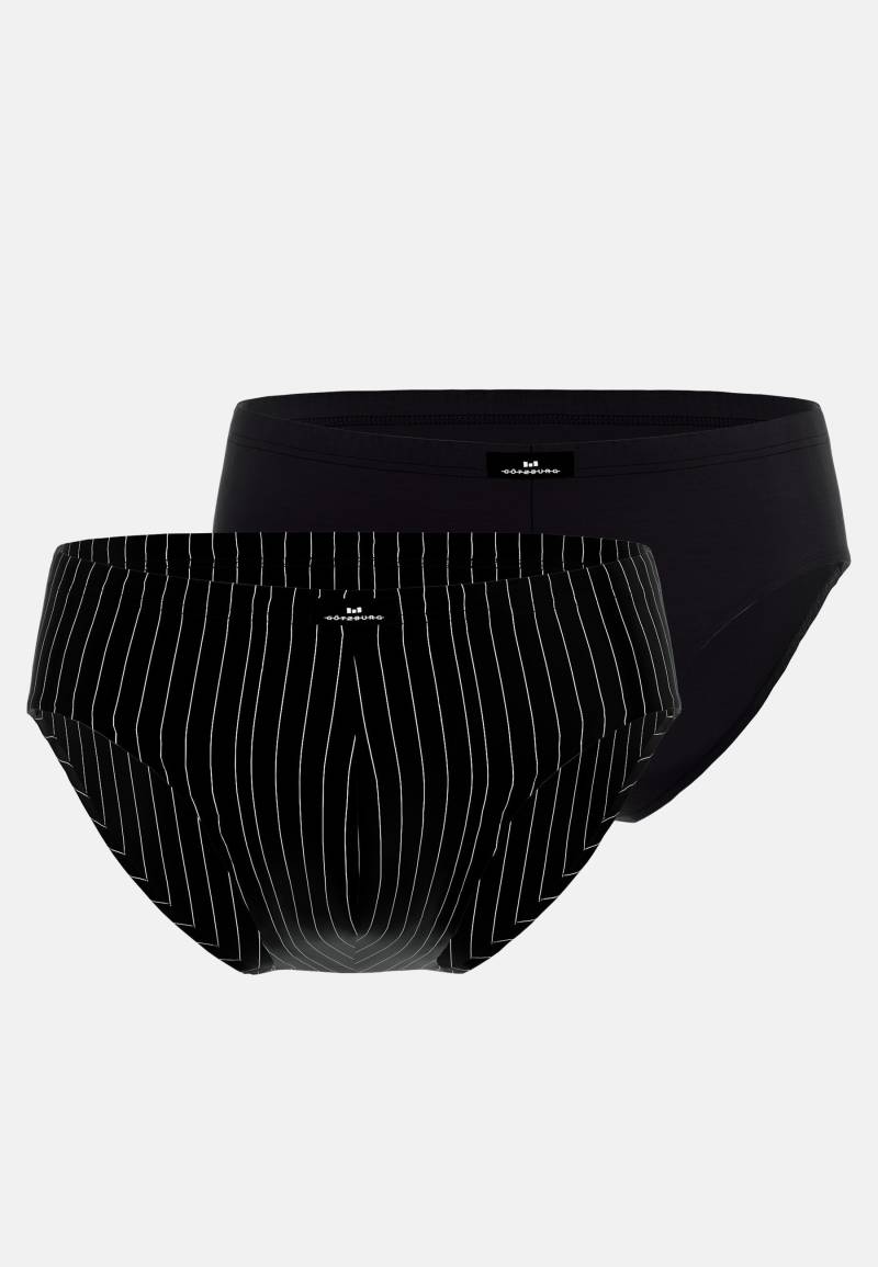götzburg bodywear - GÖTZBURG Herren Sport-Slip längsgestreift 2er Pack black - Gr. - 6 von götzburg bodywear