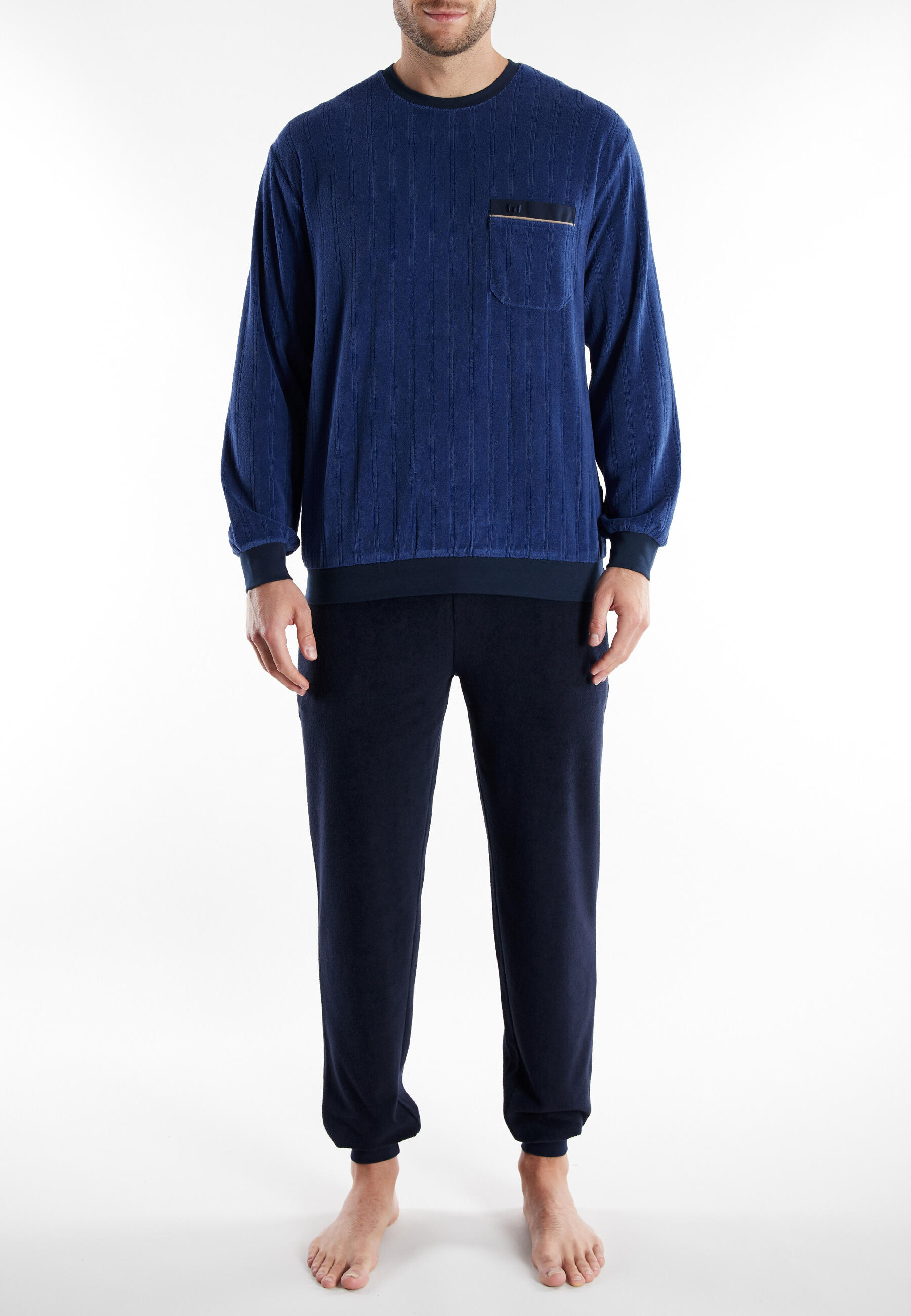 götzburg bodywear - Nachtwäsche Männlich blau-mittel-uni - Gr. - 54 von götzburg bodywear