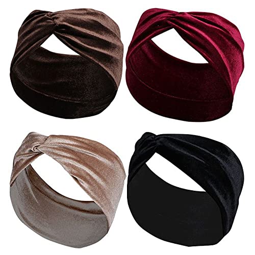 gofidin 4 Stück Samt-Turban-Stirnband für Frauen und Mädchen, breite Haar-Accessoires, weiche elastische Kopfbedeckung, Yoga, Sport, Make-up, Haarband für Outdoor-Aktivitäten gofidin 4 Stück Samt-Turban-Stirnband für Frauen und Mädchen, breite Haar-Accessoires, weiche elastische Kopfbedeckung, Yoga, Sport, Make-up, Haarband für Outdoor-Aktivitäten von gofidin