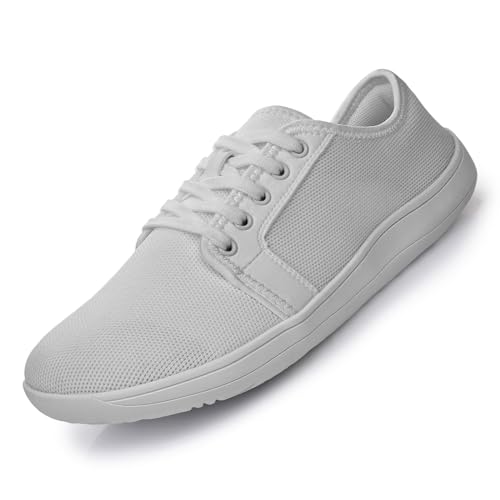 gojiang Herren Damen Barfußschuhe Minimalistische Laufschuhe Weit Zehenschuhe Outdoor Jogging Walking Atmungsaktives Sneaker Textilschuhe White 40EU von gojiang