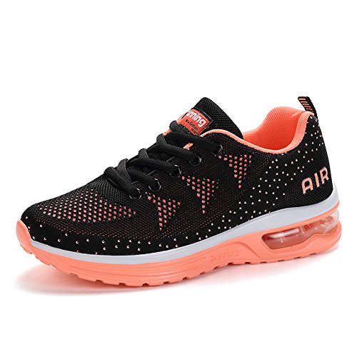 gojiang Herren Damen Laufschuhe Turnschuhe Sportschuhe Straßenlaufschuhe Sneakers Atmungsaktiv Trainer für Running Fitness Gym Outdoor Leichte-BlackOrange36 von gojiang