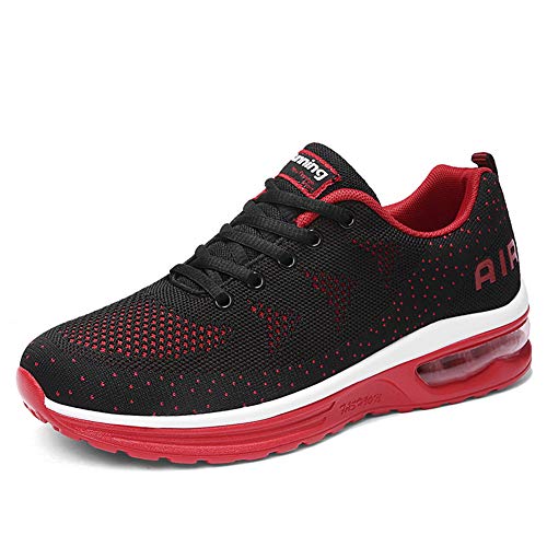 gojiang Herren Damen Laufschuhe Turnschuhe Sportschuhe Straßenlaufschuhe Sneakers Atmungsaktiv Trainer für Running Fitness Gym Outdoor Leichte-BlackRed46 von gojiang