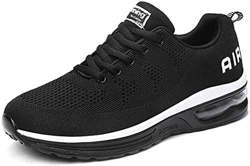 gojiang Herren Damen Laufschuhe Turnschuhe Sportschuhe Straßenlaufschuhe Sneakers Atmungsaktiv Trainer für Running Fitness Gym Outdoor Leichte-BlackWhite34 von gojiang