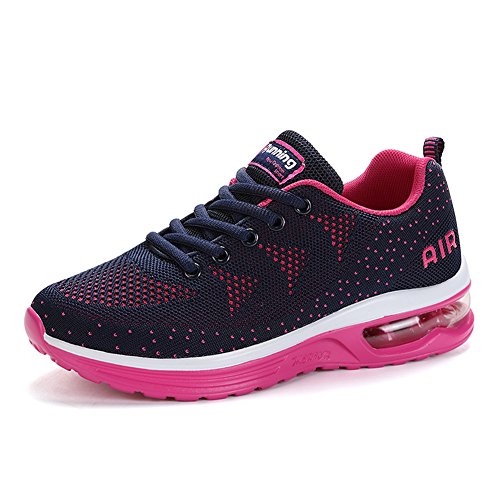 gojiang Herren Damen Laufschuhe Turnschuhe Sportschuhe Straßenlaufschuhe Sneakers Atmungsaktiv Trainer für Running Fitness Gym Outdoor Leichte-BluePink36 von gojiang