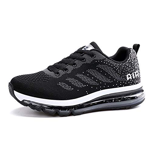 gojiang Herren Damen Sneaker Sportschuhe Laufschuhe Straßenlaufschuhe Air Running Shoes mit Luftpolster Turnschuhe Tennis Fitness Jogging Leichtgewichts Atmungsaktiv Schuhe Blackwhite 40 EU von gojiang