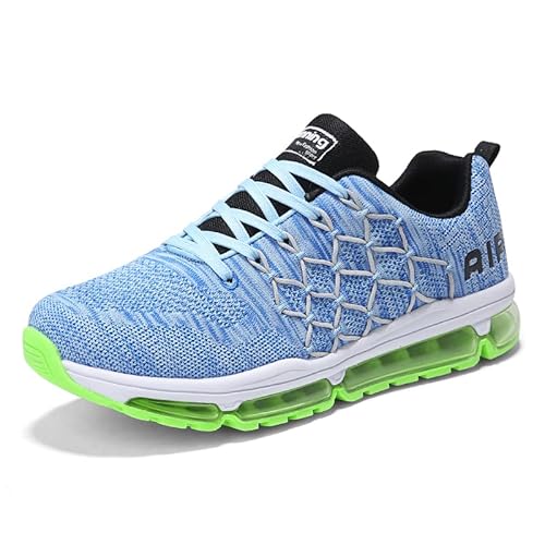 gojiang Herren Damen Sneaker Sportschuhe Laufschuhe Straßenlaufschuhe Air Running Shoes mit Luftpolster Turnschuhe Tennis Fitness Jogging Leichtgewichts Atmungsaktiv Schuhe Blue 41 EU von gojiang