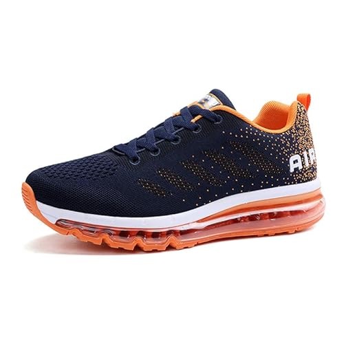 gojiang Herren Damen Sneaker Sportschuhe Laufschuhe Straßenlaufschuhe Air Running Shoes mit Luftpolster Turnschuhe Tennis Fitness Jogging Leichtgewichts Atmungsaktiv Schuhe BlueOrange 37 EU von gojiang