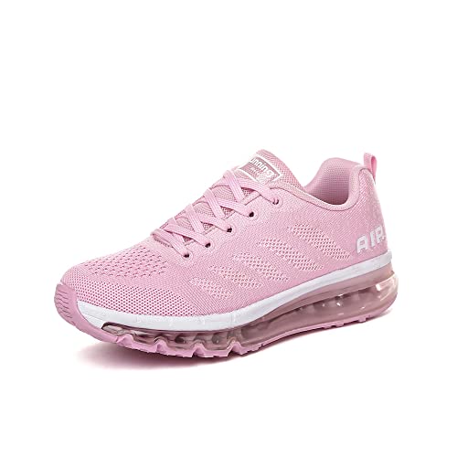 gojiang Herren Damen Sneaker Sportschuhe Laufschuhe Straßenlaufschuhe Air Running Shoes mit Luftpolster Turnschuhe Tennis Fitness Jogging Leichtgewichts Atmungsaktiv Schuhe Pink 37 EU von gojiang