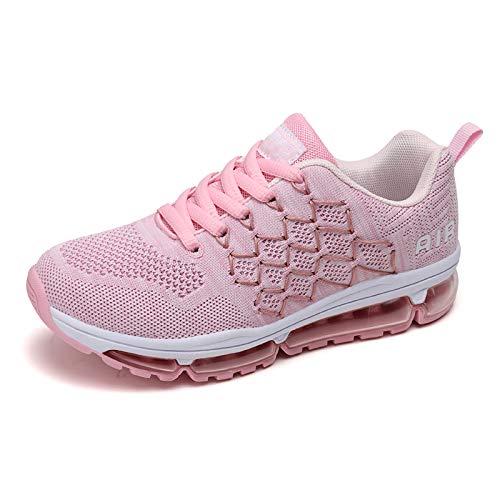 gojiang Herren Damen Sneaker Sportschuhe Laufschuhe Straßenlaufschuhe Air Running Shoes mit Luftpolster Turnschuhe Tennis Fitness Jogging Leichtgewichts Atmungsaktiv Schuhe Pink 41 EU von gojiang