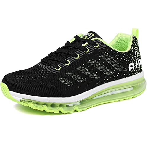 gojiang Laufschuhe Sportschuhe Herren Damen Straßenlaufschuhe Turnschuhe Modisch Atmungsaktiv rutschfest Sneakers Fitness Schuhe Blackgreen-34 von gojiang