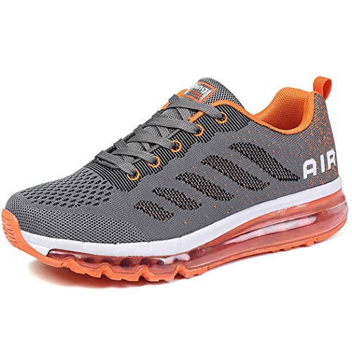 gojiang Laufschuhe Sportschuhe Herren Damen Straßenlaufschuhe Turnschuhe Modisch Atmungsaktiv rutschfest Sneakers Fitness Schuhe Grayorange-34 von gojiang