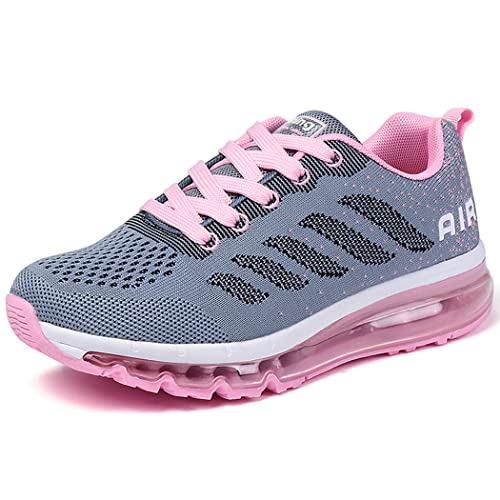 gojiang Laufschuhe Sportschuhe Herren Damen Straßenlaufschuhe Turnschuhe Modisch Atmungsaktiv rutschfest Sneakers Fitness Schuhe Graypink-36 von gojiang