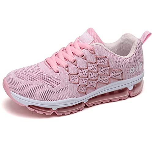 gojiang Laufschuhe Sportschuhe Herren Damen Straßenlaufschuhe Turnschuhe Modisch Atmungsaktiv rutschfest Sneakers Fitness Schuhe Pinkwhite-35 von gojiang